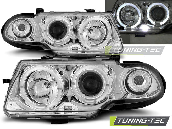 Tuning-Tec LED Angel Eyes Scheinwerfer für Opel Astra F 91-94 chrom