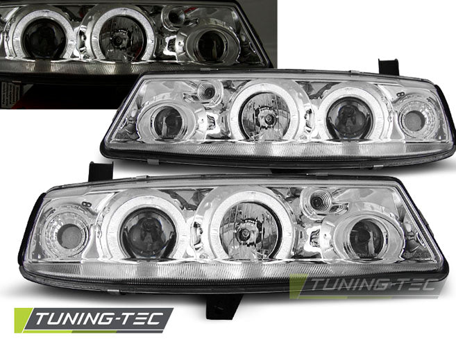 Tuning-Tec LED Angel Eyes Scheinwerfer für Opel Calibra 90-97 chrom