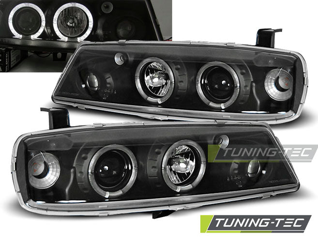 Tuning-Tec LED Angel Eyes Scheinwerfer für Opel Calibra 90-97 schwarz