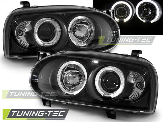 Tuning-Tec LED Angel Eyes Scheinwerfer für VW Golf 3 91-97 schwarz