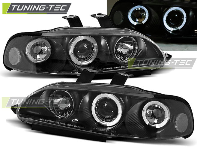 Tuning-Tec LED Angel Eyes Scheinwerfer für Honda Civic Coupe/3-Türer 91-95 schwarz