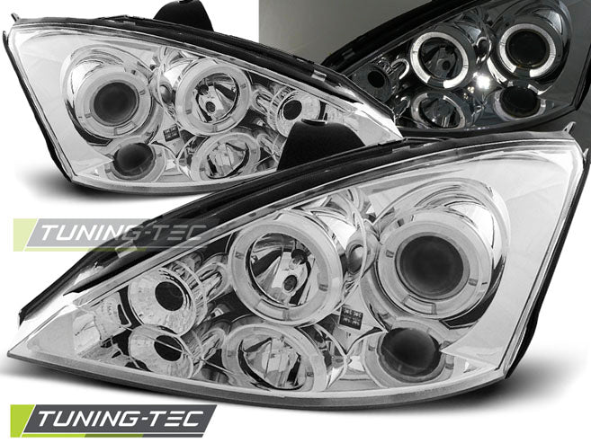 Tuning-Tec LED Angel Eyes Scheinwerfer für Ford Focus 1 Facelift 01-04 chrom