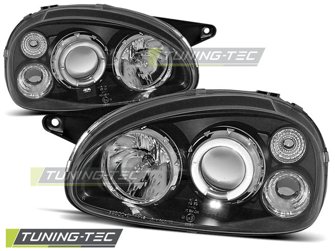 Tuning-Tec LED Angel Eyes Scheinwerfer für Opel Corsa B 93-00 schwarz