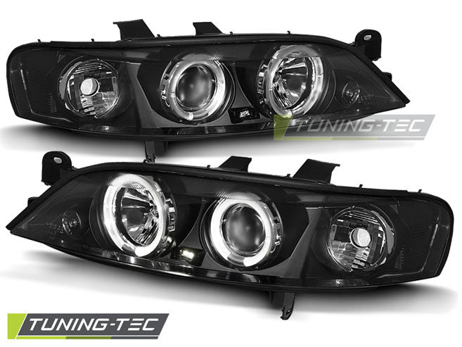 Tuning-Tec LED Angel Eyes Scheinwerfer für Opel Vectra B Facelift 99-02 schwarz
