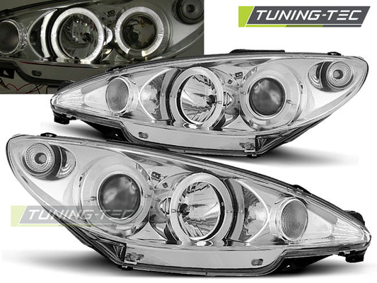 Tuning-Tec LED Angel Eyes Scheinwerfer für Peugeot 206 02-14 chrom