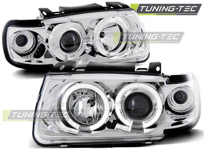 Tuning-Tec LED Angel Eyes Scheinwerfer für VW Polo 6N 94-99 chrom