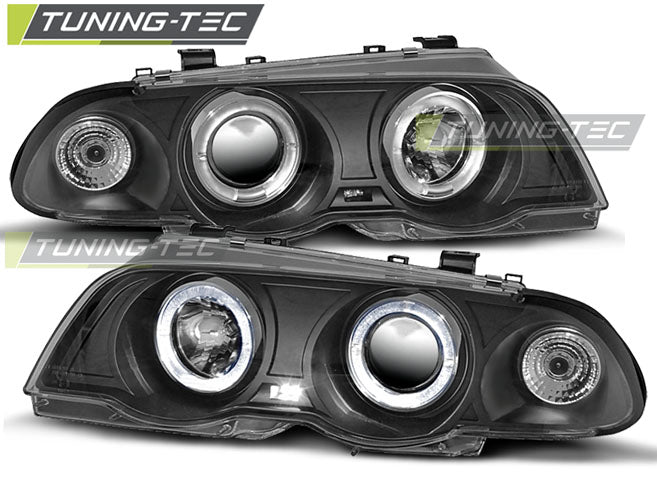 Tuning-Tec LED Angel Eyes Scheinwerfer für BMW 3er E46 98-01 schwarz Set