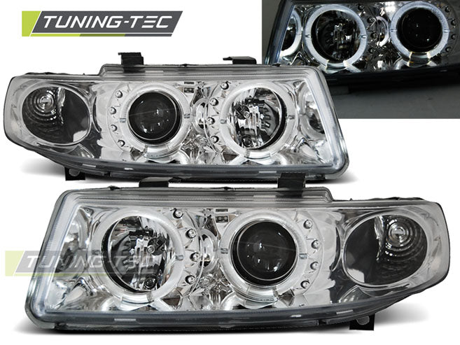 Tuning-Tec LED Angel Eyes Scheinwerfer für Seat Leon 1M / Toledo 99-04 chrom