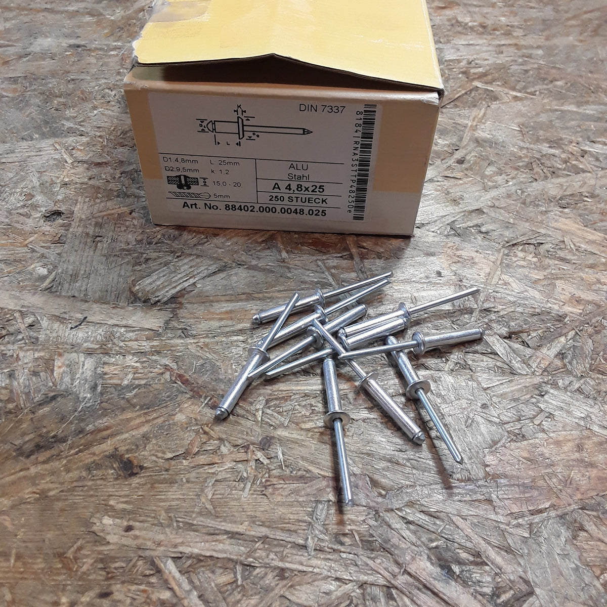 Diverse Fahrzeuge Blindnieten Alu/ Stahl A4,8x25 (10Stk.) NEU