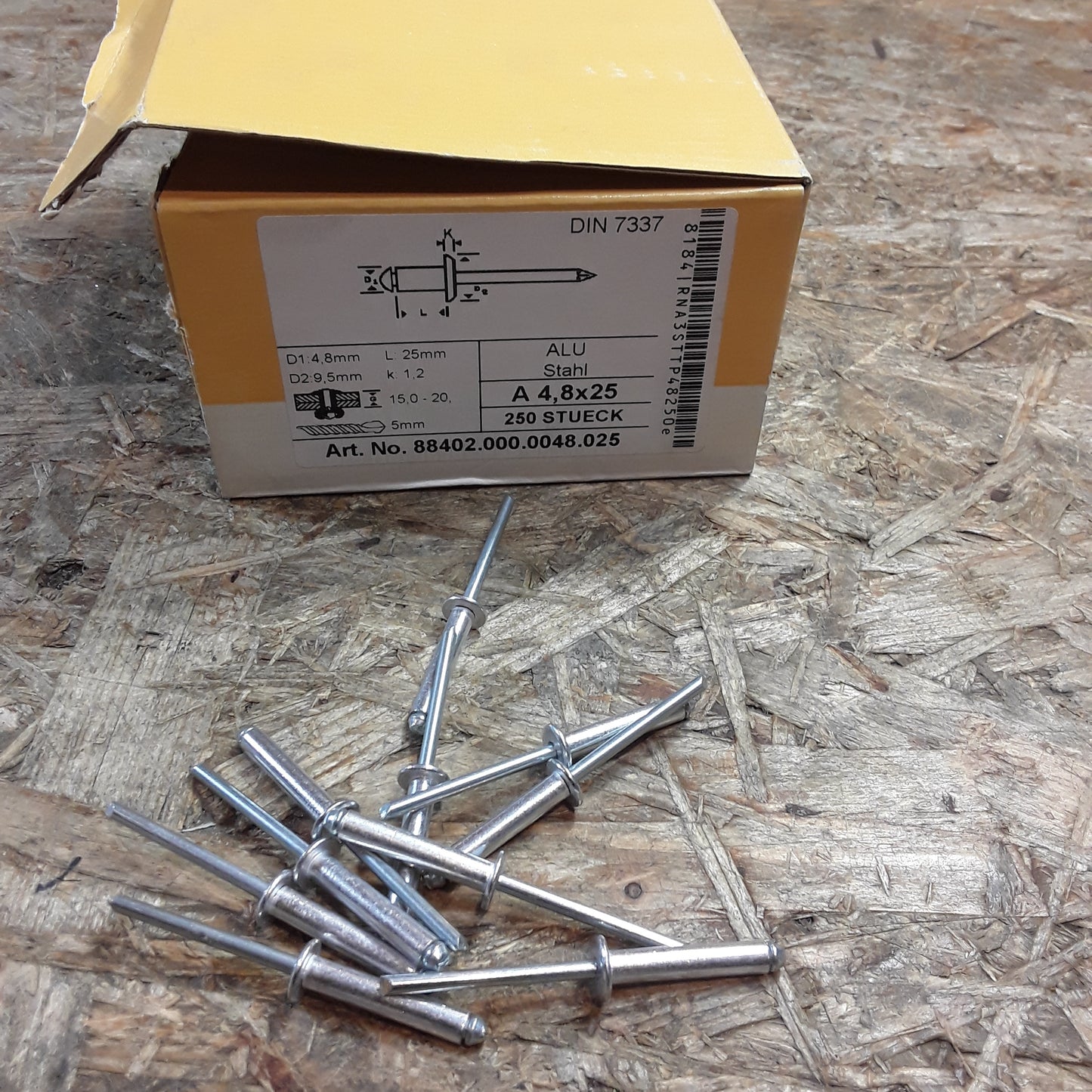 Diverse Fahrzeuge Blindnieten Alu/Stahl A4,8x25 (10Stk) NEU