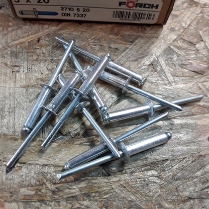 Diverse Fahrzeuge Blindnieten Alu/Stahl verzinkt Flachrundkopf 5x20 (10Stk) original FÖRCH NEU