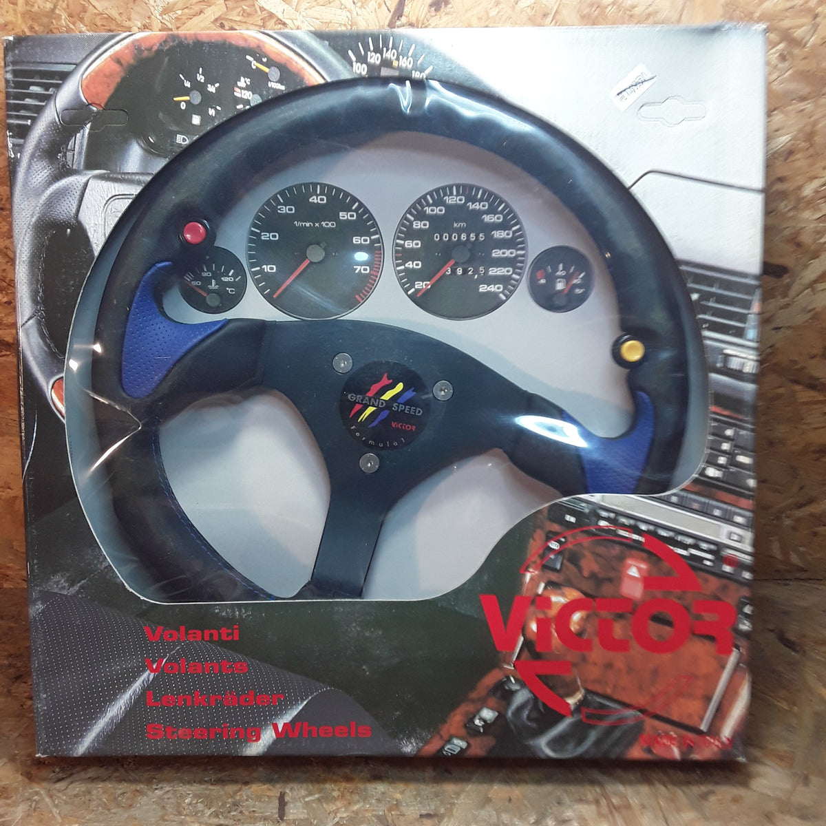Diverse Fahrzeuge Sportlenkrad 33cm Durchmesser Leder-Optik blau innen ("Grand Speed Formula 1") original Victor NEU
