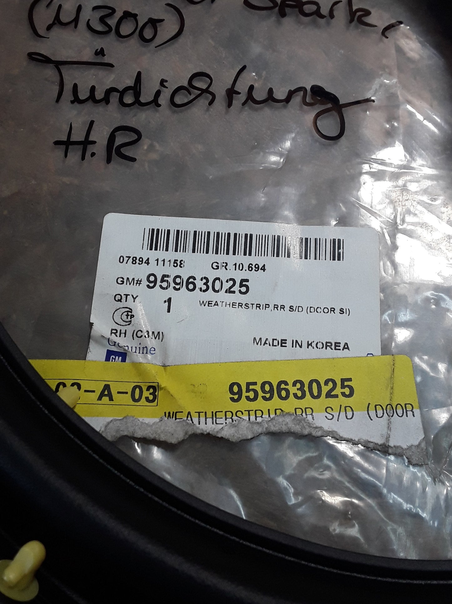 Chevrolet Spark (M300) Türdichtungsgummi H.R original GM NEU