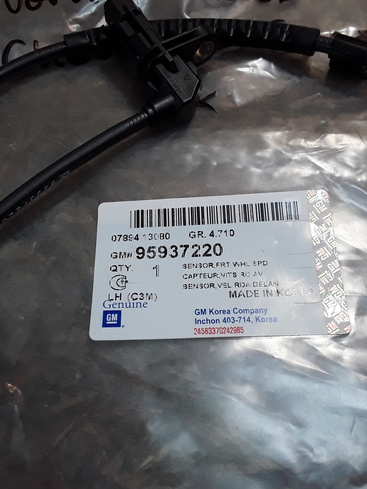 Chevrolet Spark 1.0, bj 10-13 ABS- Sensor V.L original GM NEU