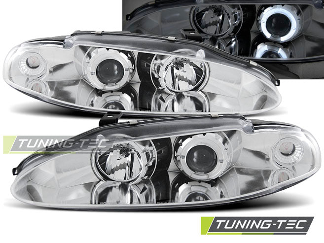 Tuning-Tec LED Angel Eyes Scheinwerfer für Mitsubishi Eclipse 95-96 chrom