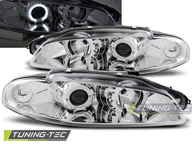 Tuning-Tec LED Angel Eyes Scheinwerfer für Mitsubishi Eclipse 97-98 chrom