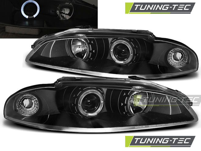 Tuning-Tec LED Angel Eyes Scheinwerfer für Mitsubishi Eclipse 97-98 schwarz
