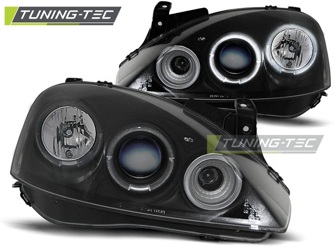 Tuning-Tec LED Angel Eyes Scheinwerfer für Opel Corsa C 00-06 schwarz