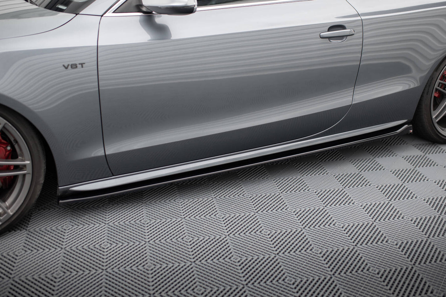 Maxton Seitenschweller Ansatz für V.2 für Audi S5 / A5 S-Line Coupe 8T schwarz Hochglanz