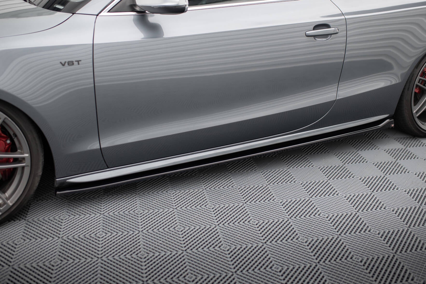 Maxton Seitenschweller Ansatz für V.2 für Audi S5 / A5 S-Line Coupe 8T schwarz Hochglanz