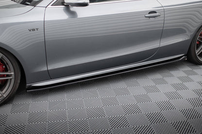 Maxton Seitenschweller Ansatz für V.2 für Audi S5 / A5 S-Line Coupe 8T schwarz Hochglanz