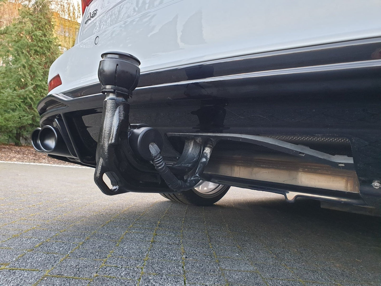 Maxton Diffusor Heck Ansatz für + Endschalldampfer Sportauspuff Attrappe Audi S6 / A6 S-Line C8