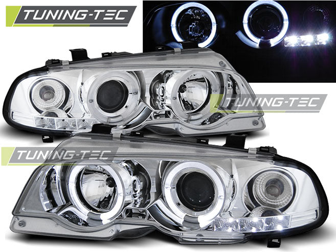 Tuning-Tec LED Angel Eyes Scheinwerfer für BMW 3er E46 Coupe / Cabrio 99-03 chrom Set
