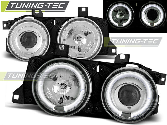 Tuning-Tec LED Angel Eyes Scheinwerfer für BMW 5er E34 /7er E32 86-95 chrom