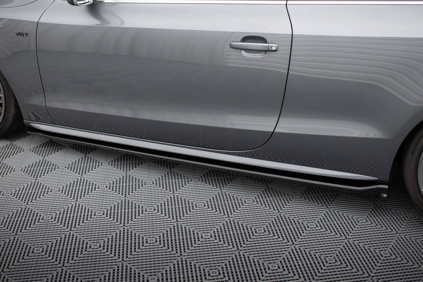 Maxton Seitenschweller Ansatz für V.2 für Audi S5 / A5 S-Line Coupe 8T schwarz Hochglanz