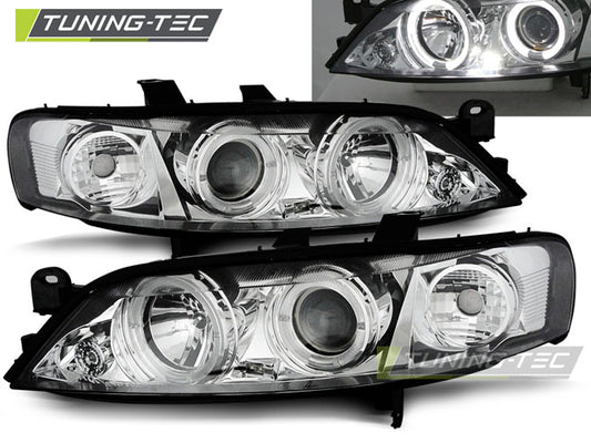 Tuning-Tec LED Angel Eyes Scheinwerfer für Opel Vectra B Facelift 99-02 chrom