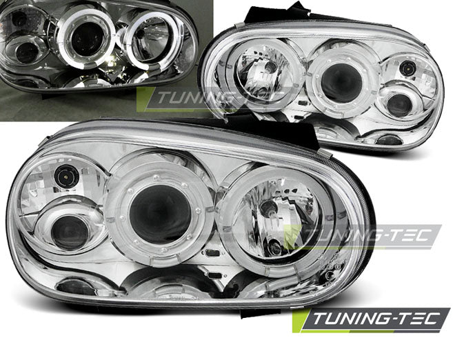Tuning-Tec LED Angel Eyes Scheinwerfer für VW Golf 4 97-03 chrom