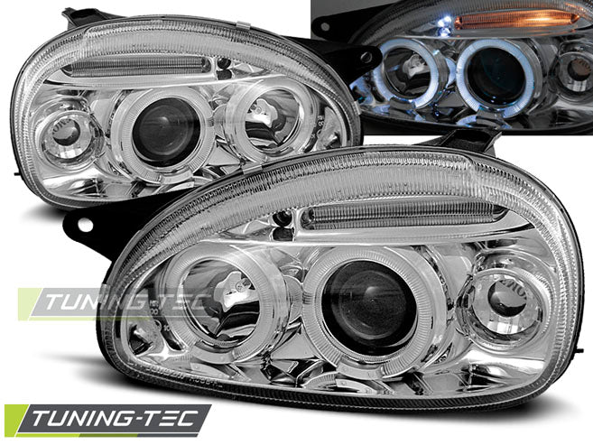 Tuning-Tec LED Angel Eyes Scheinwerfer für Opel Corsa B 93-00 chrom