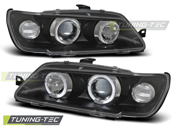 Tuning-Tec LED Angel Eyes Scheinwerfer für Peugeot 306 93-97 schwarz