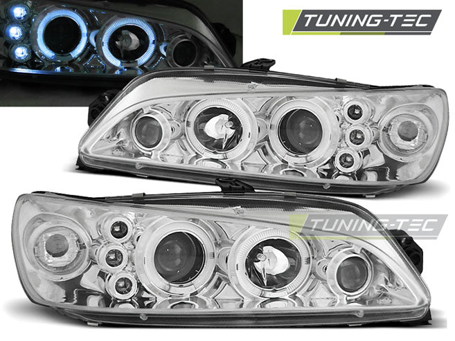 Tuning-Tec LED Angel Eyes Scheinwerfer für Peugeot 306 93-97 chrom