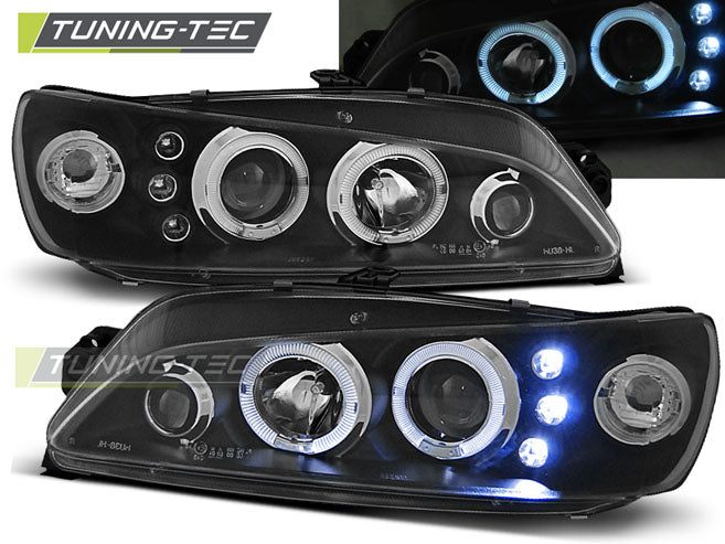 Tuning-Tec LED Angel Eyes Scheinwerfer für Peugeot 306 93-97 schwarz