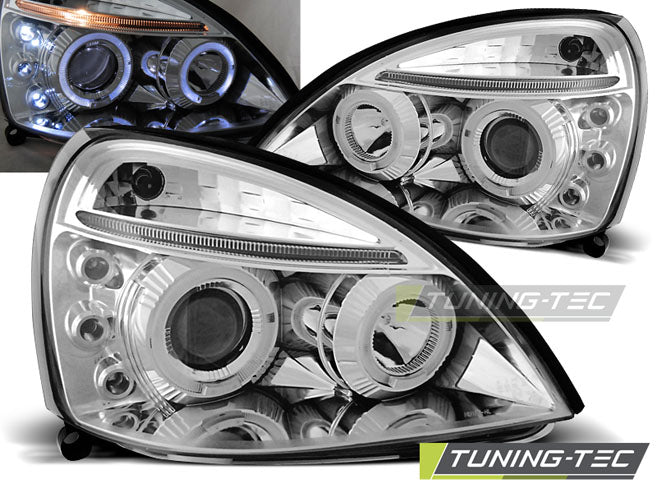 Tuning-Tec LED Angel Eyes Scheinwerfer für Renault Clio 2 01-05 chrom