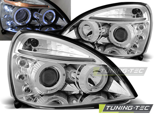 Tuning-Tec LED Angel Eyes Scheinwerfer für Renault Clio 2 01-05 chrom