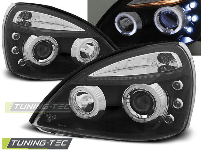 Tuning-Tec LED Angel Eyes Scheinwerfer für Renault Clio 2 01-05 schwarz