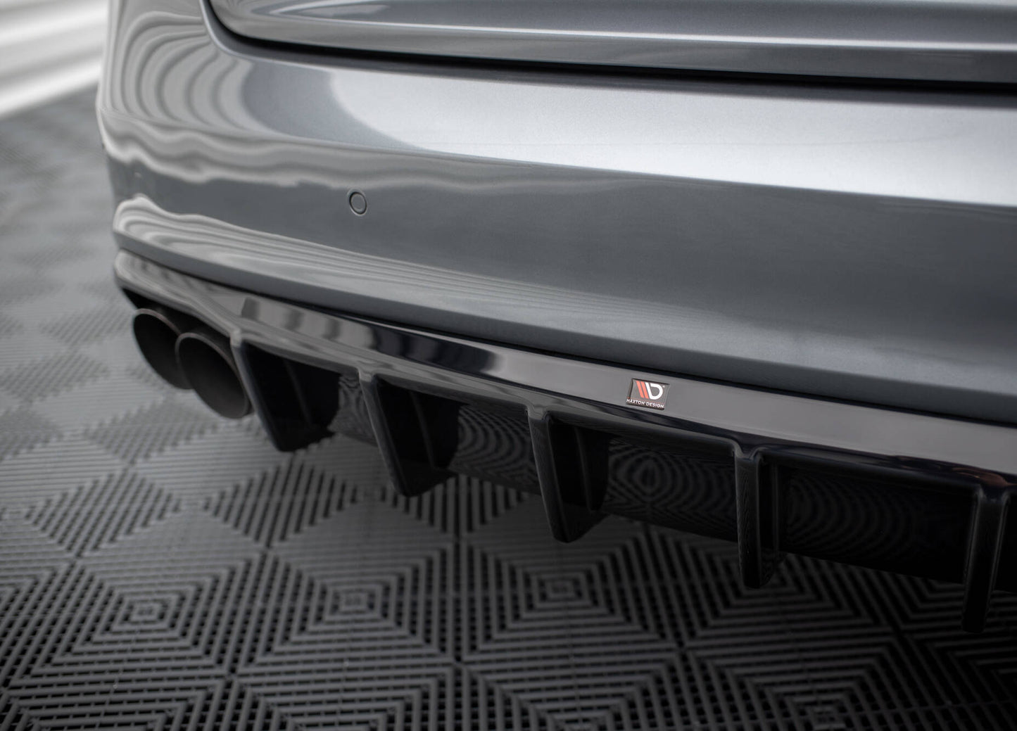 Maxton Diffusor Heck Ansatz für Audi A5 S-Line Coupe / Sportback 8T Facelift (Einseitige Doppelauspuffversion)