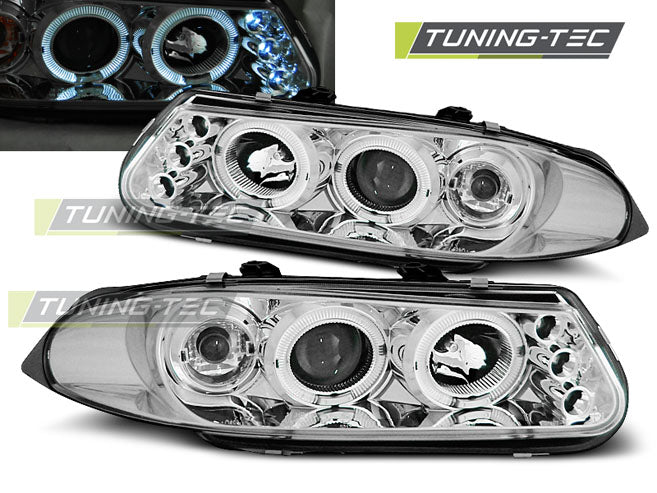 Tuning-Tec LED Angel Eyes Scheinwerfer für Rover 200 95-01 chrom