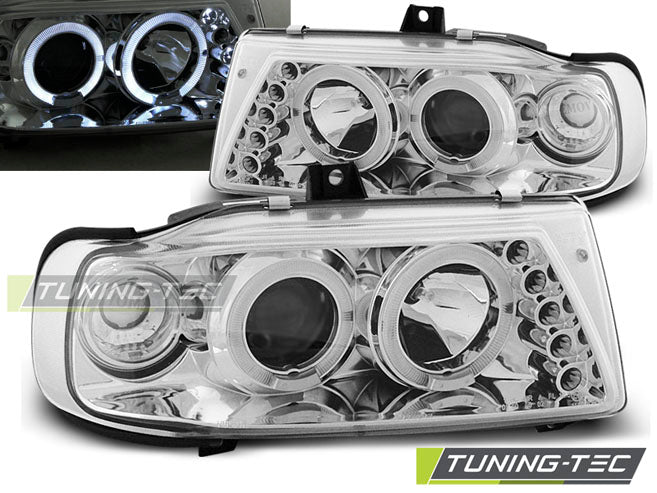 Tuning-Tec LED Angel Eyes Scheinwerfer für Seat Ibiza 6K / Cordoba 93-99 chrom