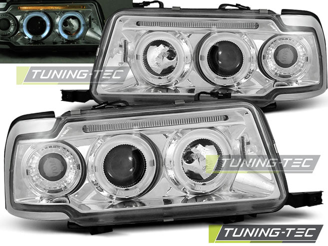 Tuning-Tec LED Angel Eyes Scheinwerfer für Audi 80 (B4) 91-96 chrom
