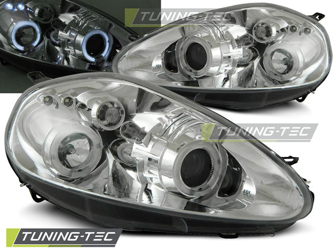 Tuning-Tec LED Angel Eyes Scheinwerfer für Fiat Grande Punto 05-08 chrom