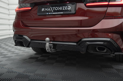 Maxton Diffusor Heck Ansatz für BMW 3er M-Paket G20 / G21 (Passend für Fahrzeuge mit Anhängerkupplung) schwarz Hochglanz