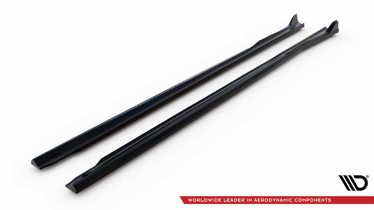 Maxton Seitenschweller Ansatz für BMW 3er Limousine / Touring G20 / G21 Facelift schwarz Hochglanz