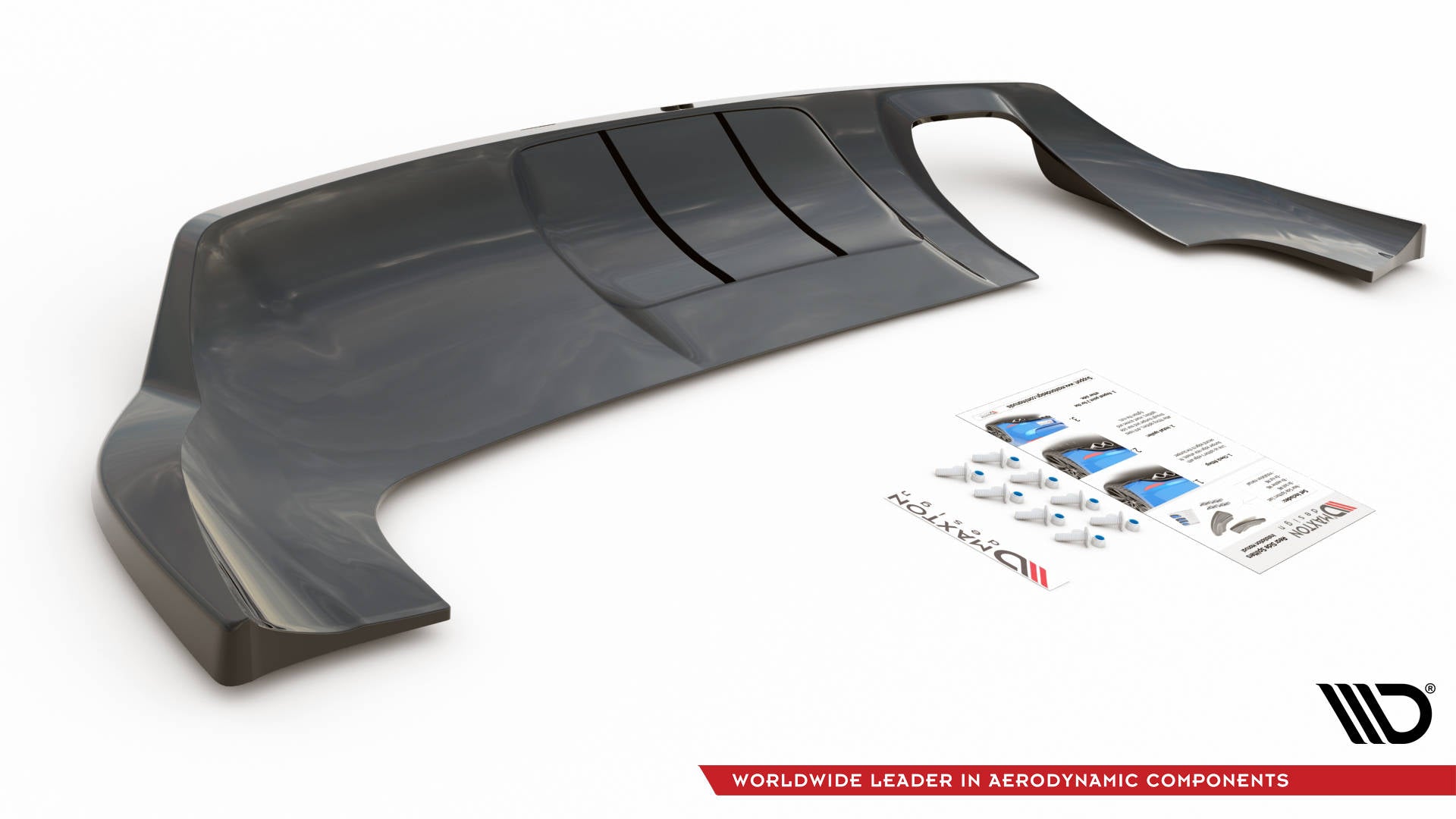 Maxton Mittlerer Diffusor Heck Ansatz DTM Look für Audi Q3 Sport 8U Facelift schwarz Hochglanz