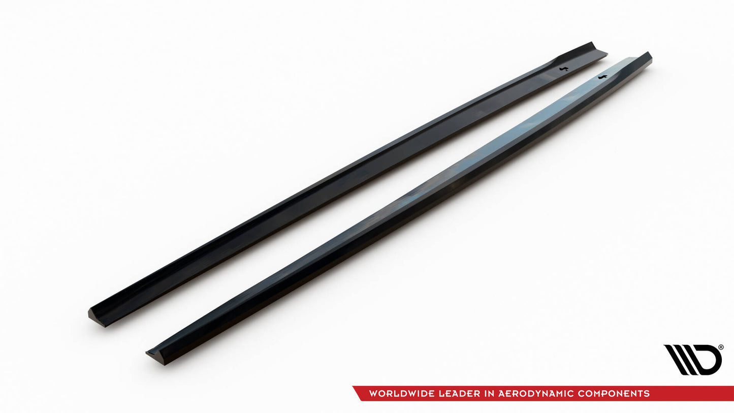 Maxton Seitenschweller Ansatz für V.2 für Audi RS3 Limousine 8V Facelift schwarz Hochglanz
