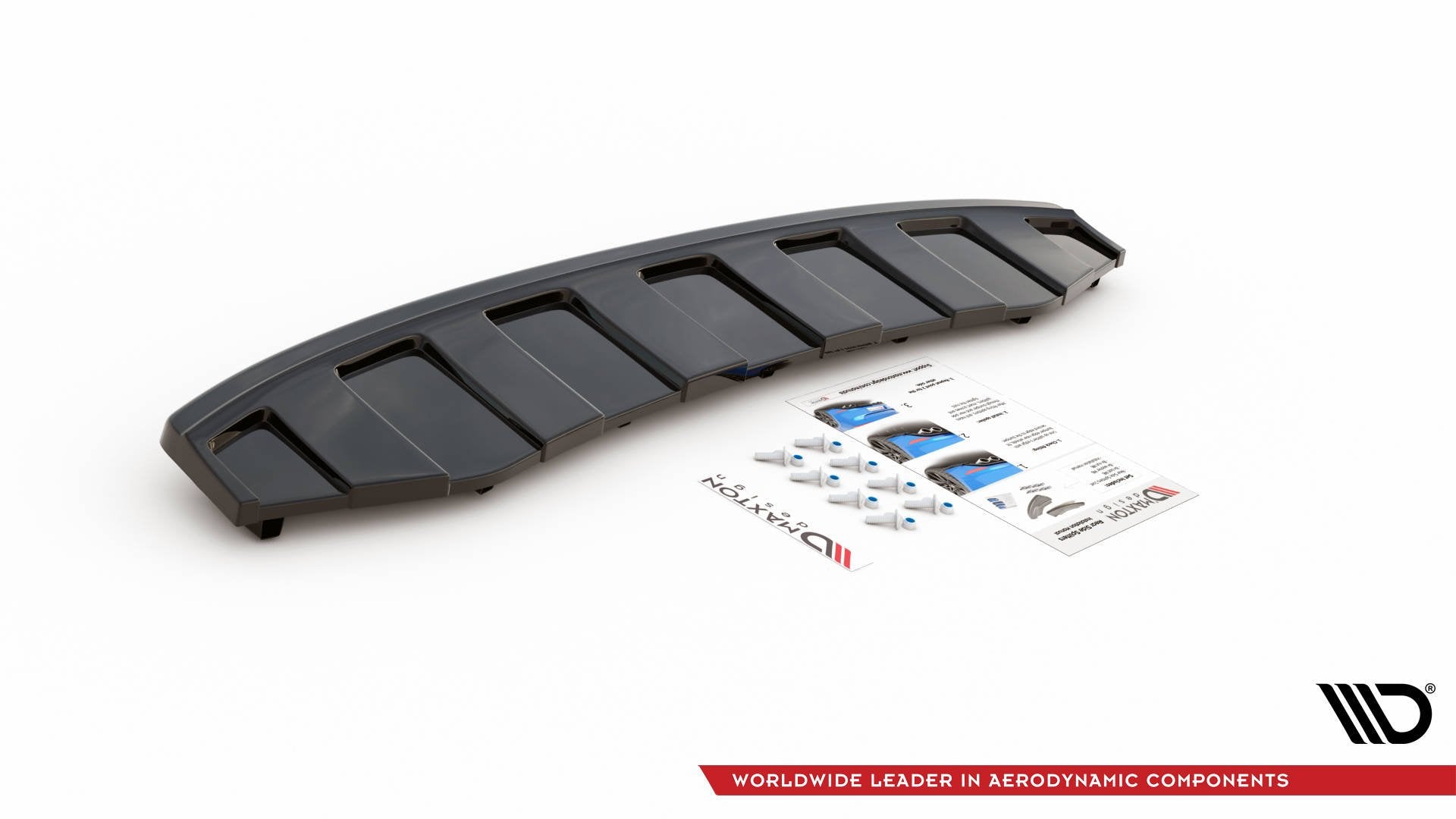 Maxton Mittlerer Diffusor Heck Ansatz für AUDI A6 C7 S-LINE AVANT AUSPUFF 2X1 im DTM LOOK Carbon Look