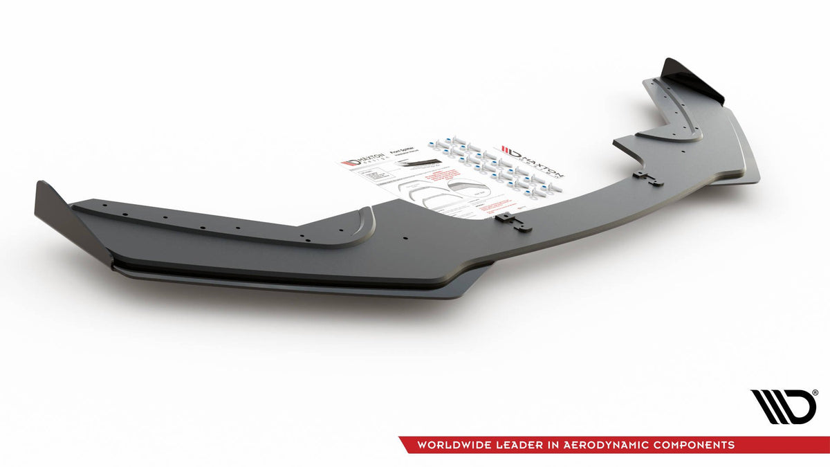 Maxton Robuste Racing Front Ansatz V.3 für passend +Flaps für BMW 1er F20 M-Paket Facelift / M140i  schwarz Hochglanz