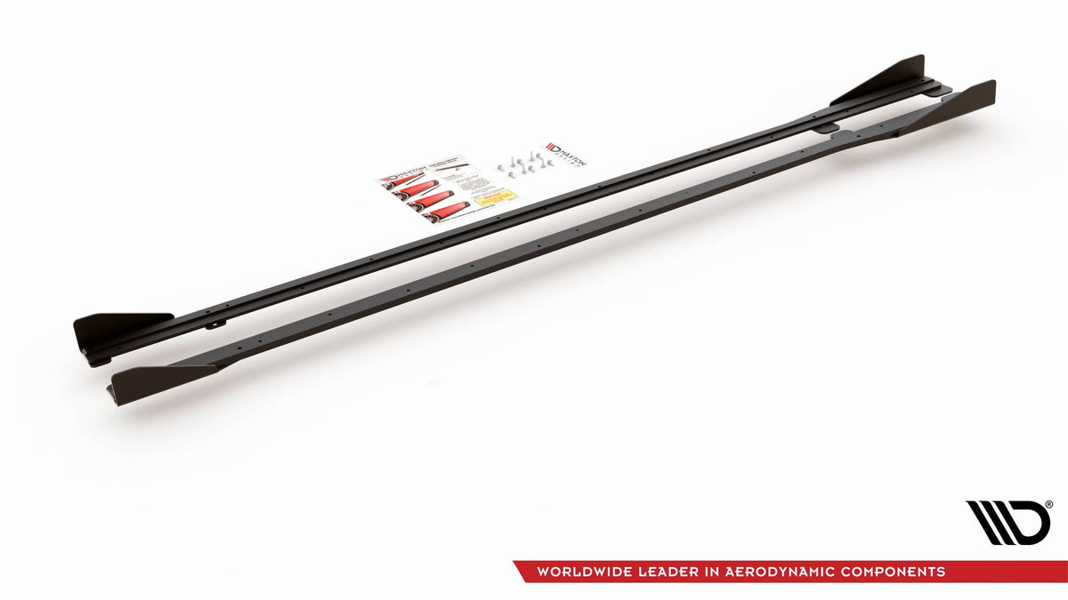 Maxton Robuste Racing Seitenschweller Ansatz für für + Flaps VW Golf 7 R / R-Line Facelift schwarz Hochglanz
